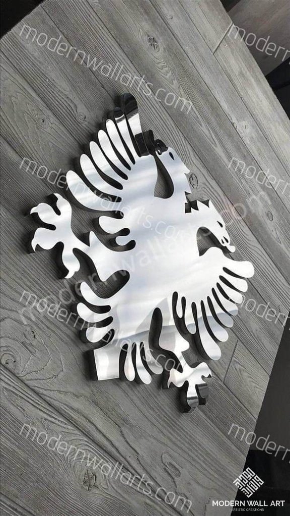 Albanian Eagle Logo In Stainless Steel 36 Inch Metal
