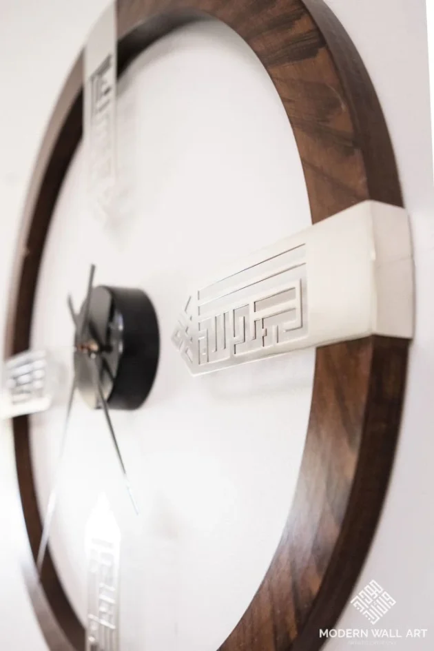 Wood and steel Dikr clock. Pre-Order - Image 3