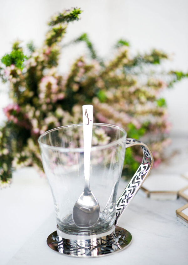 "Love" Glass mug set with spoons - Image 4