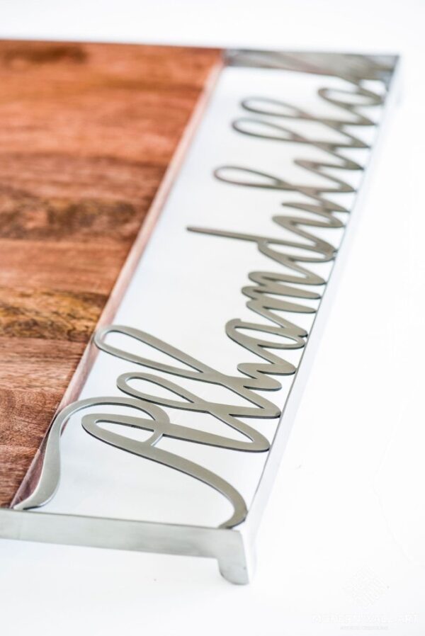 Alhamdulillah Stainless Steel and  Wood Board - Image 2