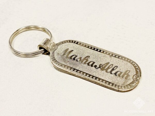 SubhanAllah and Mashallah Steel  English/Arabic Keychain (SIlver Chrome) - Image 2