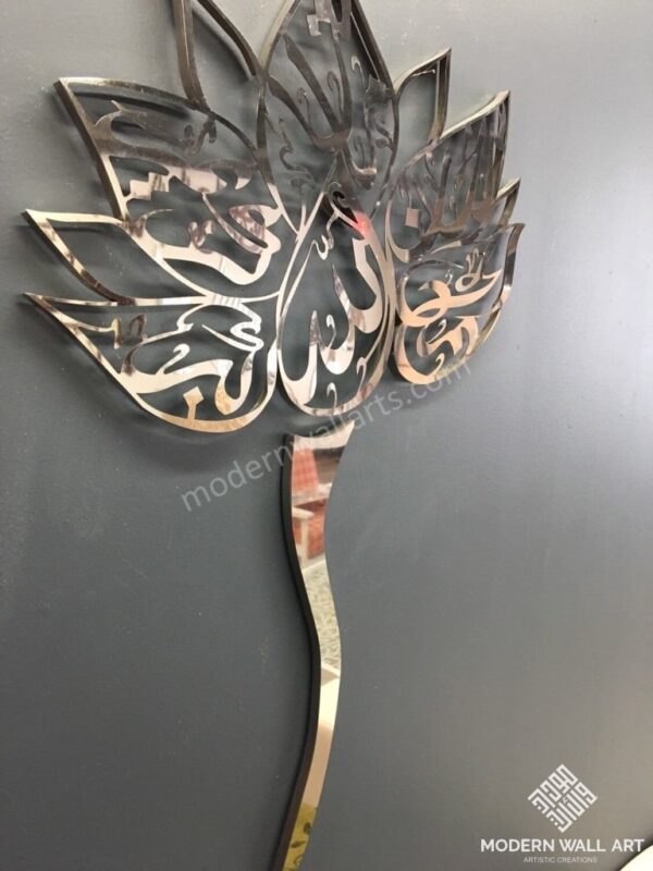 Dikr lotus Art in wood and stainless steel - Image 2