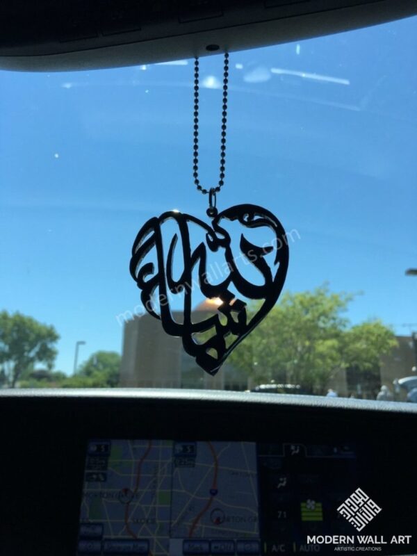 Heart shaped Mashallah car hang - Image 3